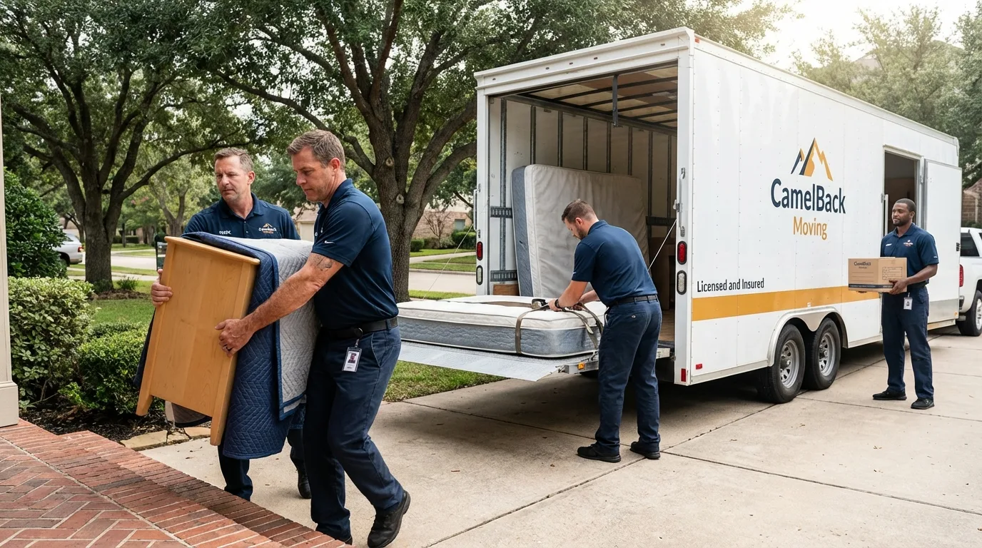 Crew loading residential truck for cross-state move from Hope Valley, RI